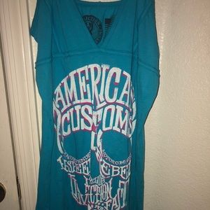 turquoise affliction tank top